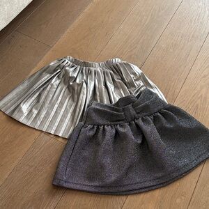 Zara girls set of 2 skirts silver glitter black holiday size 5-6